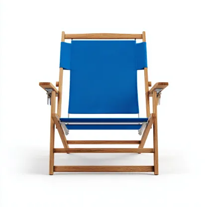 Fauteuil de jardin en bois et toile 60x75x85 cm - bleu-naturel - style moderne-Bambooupio