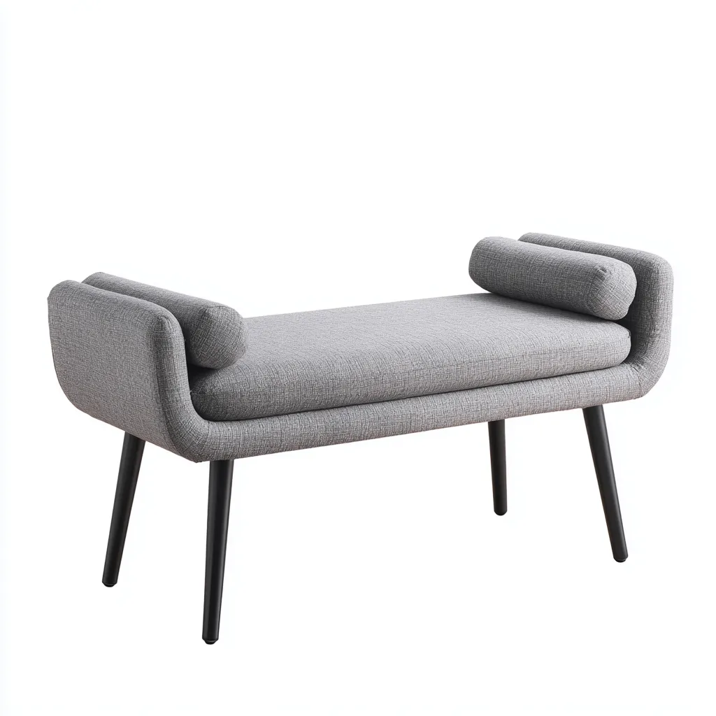 Banc de lit Tissu-Bois 110x40x55 cm Gris-Noir Style moderne-Bambooupio