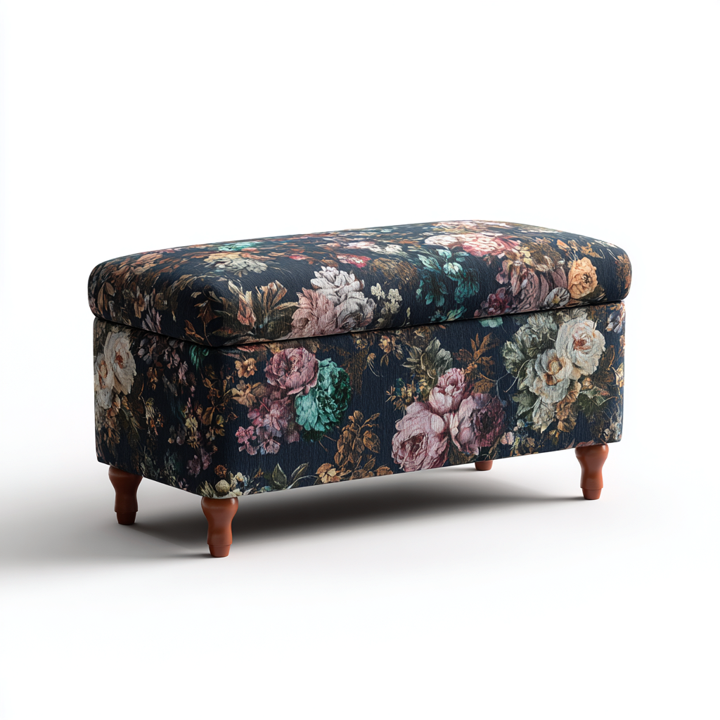 Banc de lit Tissu 100x40x45 cm Noir-Multicolore Style classique-Bambooupio