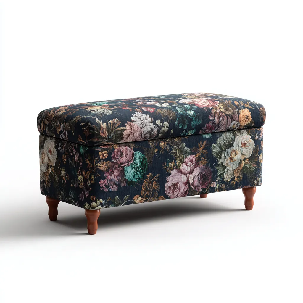 Banc de lit Tissu 100x40x45 cm Noir-Multicolore Style classique-Bambooupio