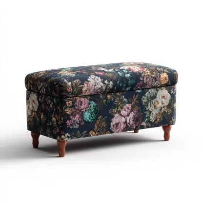 Banc de lit Tissu 100x40x45 cm Noir-Multicolore Style classique-Bambooupio