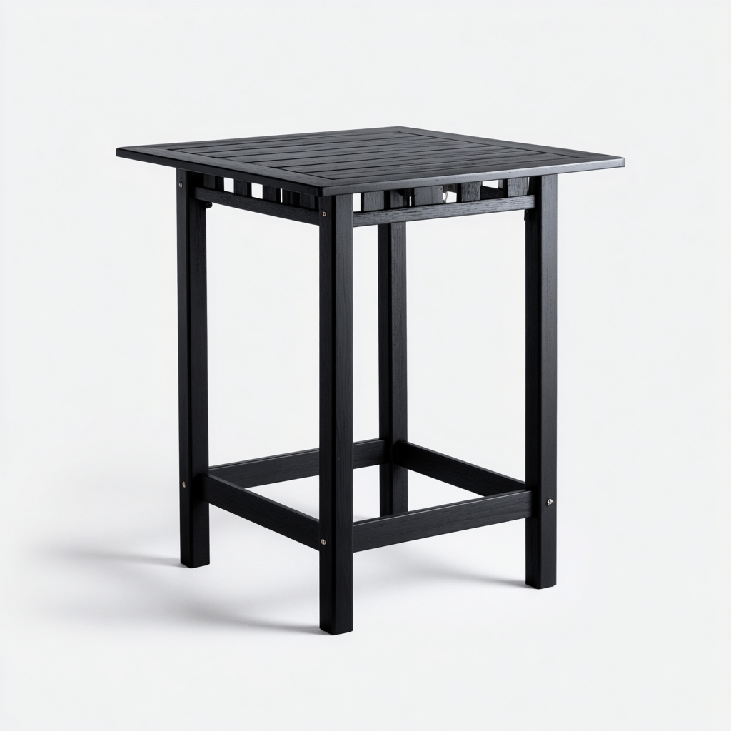 Table de jardin Bois 60x60x105 cm Noir Style contemporain-Bambooupio