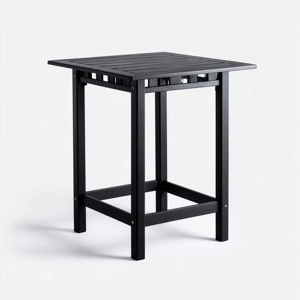 Table de jardin Bois 60x60x105 cm Noir Style contemporain-Bambooupio