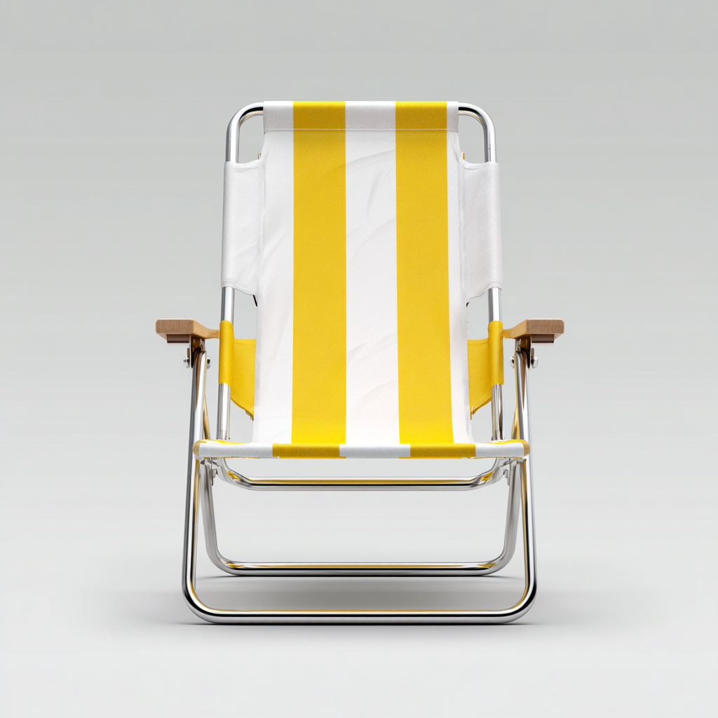Fauteuil de jardin 58x67x82 cm métal jaune-blanc - chaise relax extérieure-Bambooupio