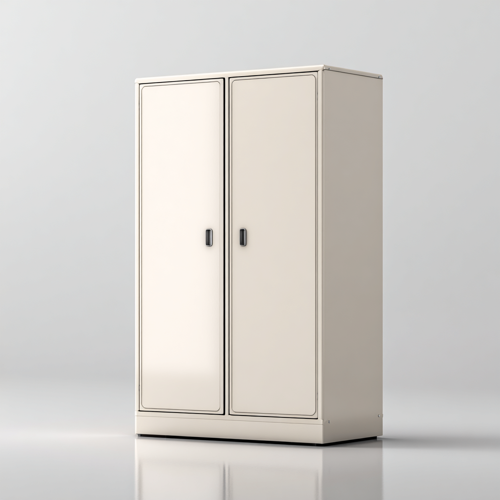 Armoire de bureau métal 90x45x180 cm - beige - pour bureau - design fonctionnel-Bambooupio