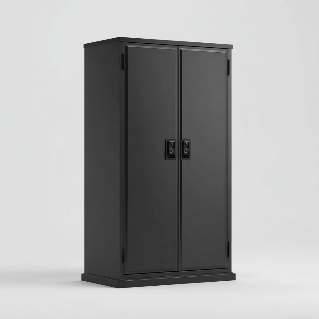Armoire de bureau en métal 80x45x180 cm - noir - style moderne-Bambooupio