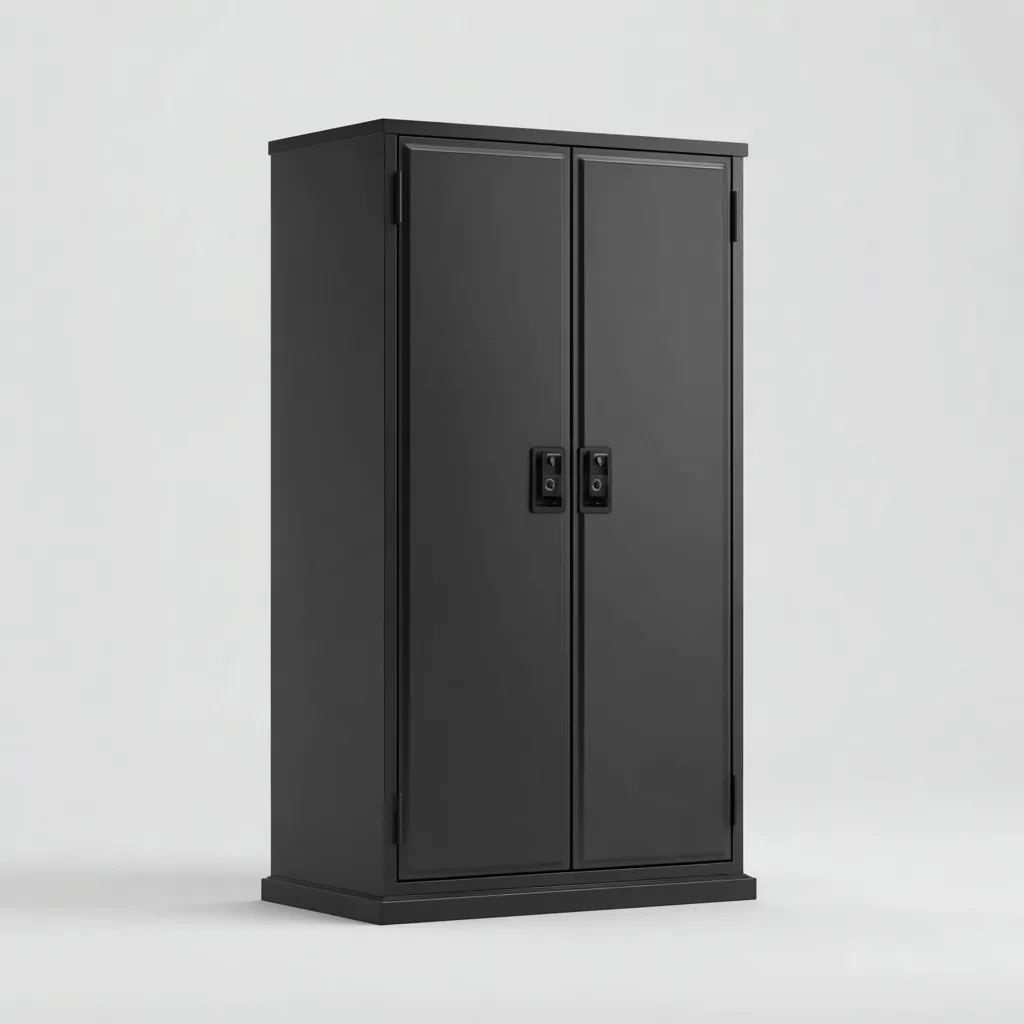 Armoire de bureau en métal 80x45x180 cm - noir - style moderne-Bambooupio