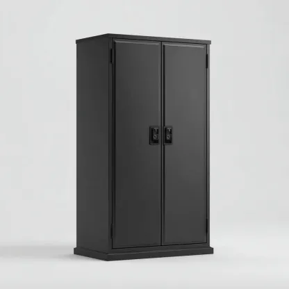 Armoire de bureau en métal 80x45x180 cm - noir - style moderne-Bambooupio