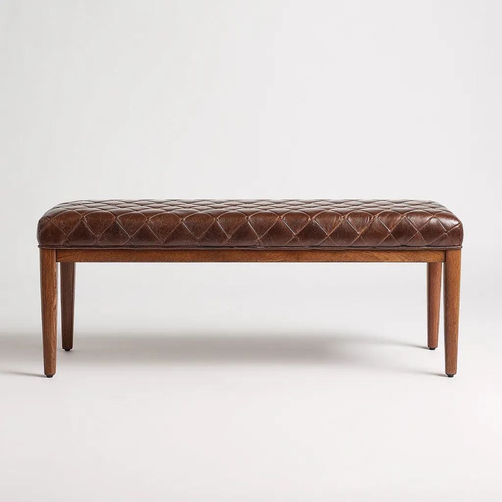 Banc de lit rembourré 115x40x45 cm - marron - design classique-Bambooupio