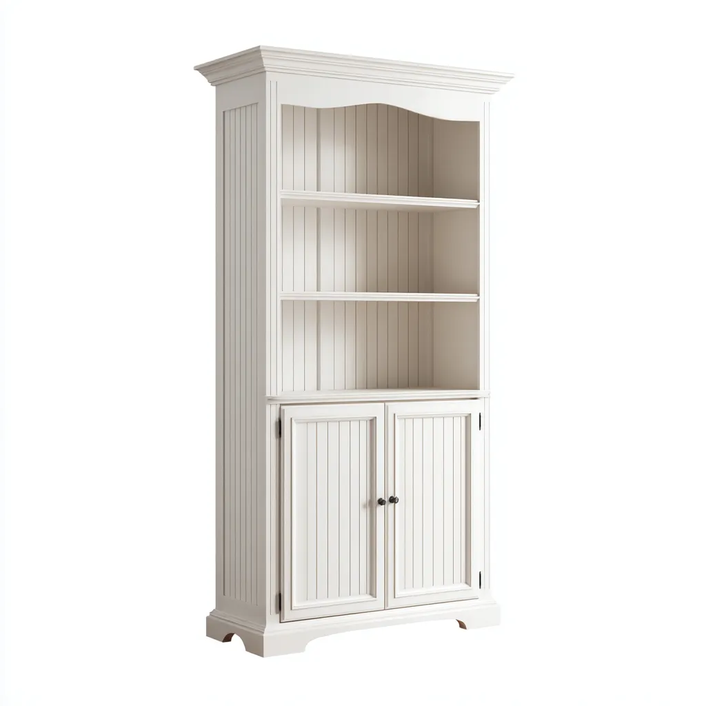 Bibliothèque Bois 90x40x190 cm - Blanc - Style classique-Bambooupio