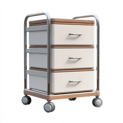 Armoire de bureau Métal-Plastique 45x35x70 cm Blanc-Brun Style fonctionnel-Bambooupio