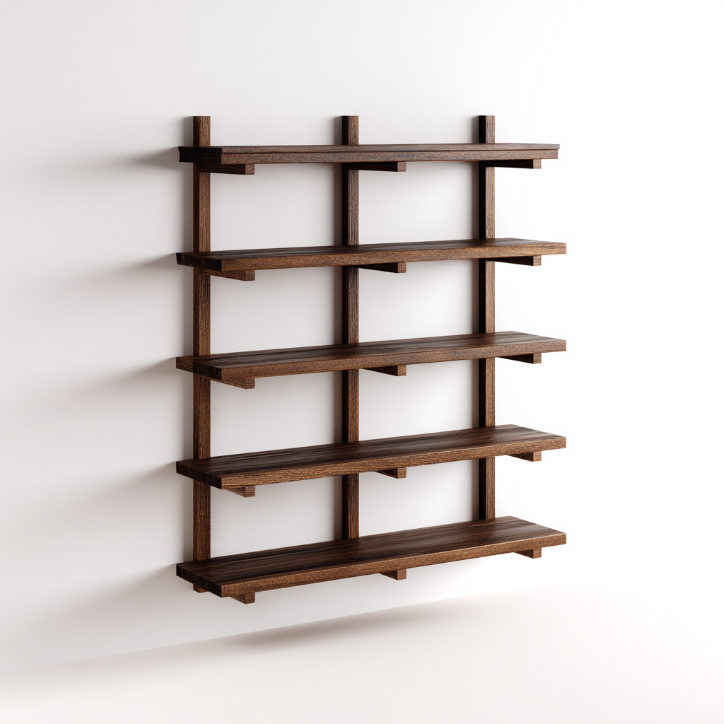 Bibliothèque murale bois 90x20x120 cm brun - rangement décoratif mural-Bambooupio