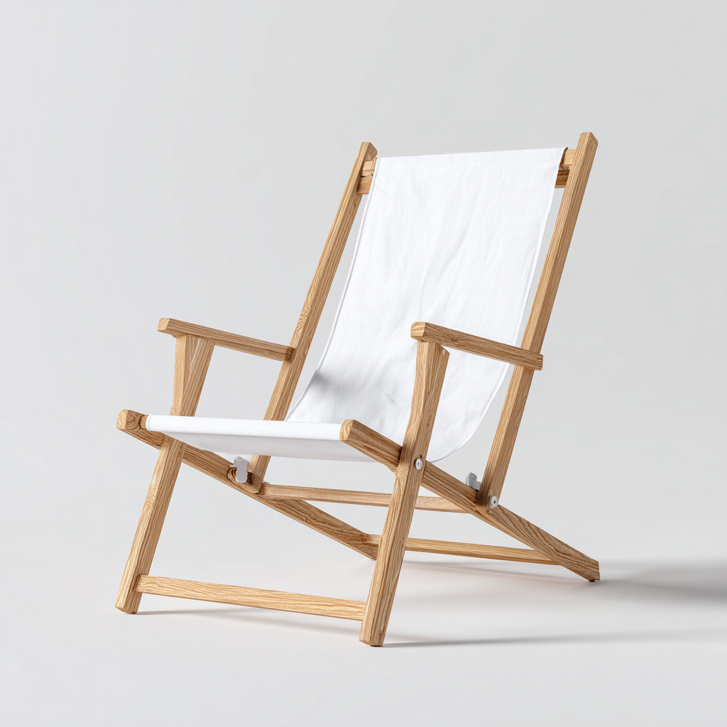 Fauteuil de jardin en bois et tissu 60x55x85 cm blanc-naturel pour extérieur - style naturel-Bambooupio