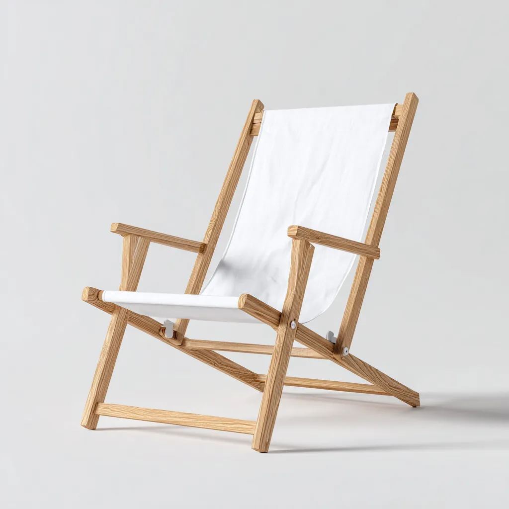 Fauteuil de jardin en bois et tissu 60x55x85 cm blanc-naturel pour extérieur - style naturel-Bambooupio