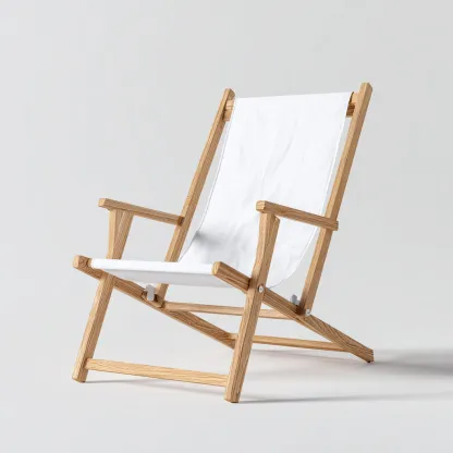 Fauteuil de jardin en bois et tissu 60x55x85 cm blanc-naturel pour extérieur - style naturel-Bambooupio