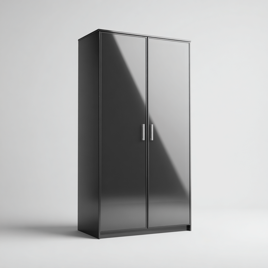 Armoire Bois 120x50x190 cm Noir Design moderne-Bambooupio