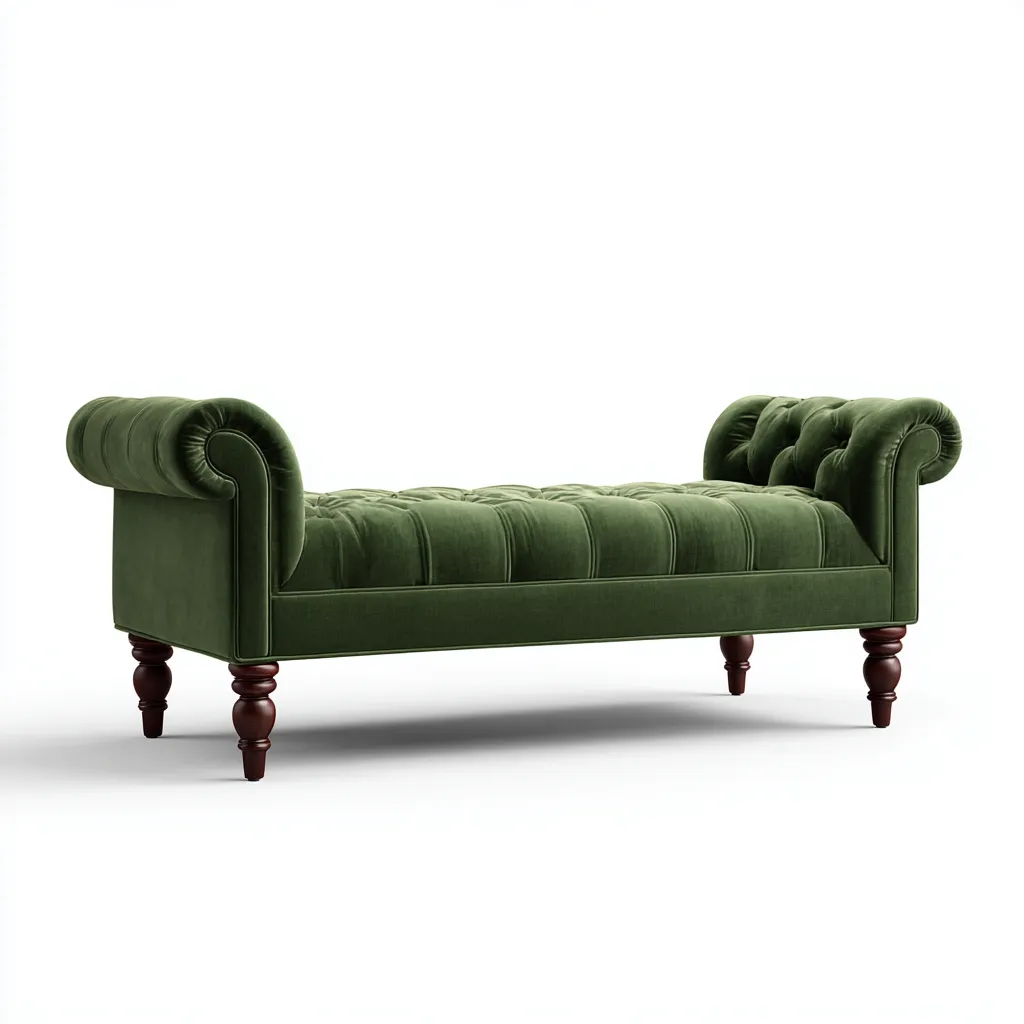 Banc de lit velours 150x45x55 cm - vert - pour chambre - style classique-Bambooupio