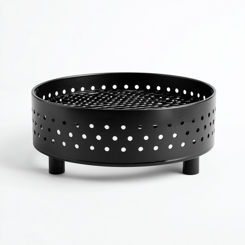 Chauffage extérieur à bois 45x45x30 cm - acier noir - design compact pour terrasse et jardin-Bambooupio