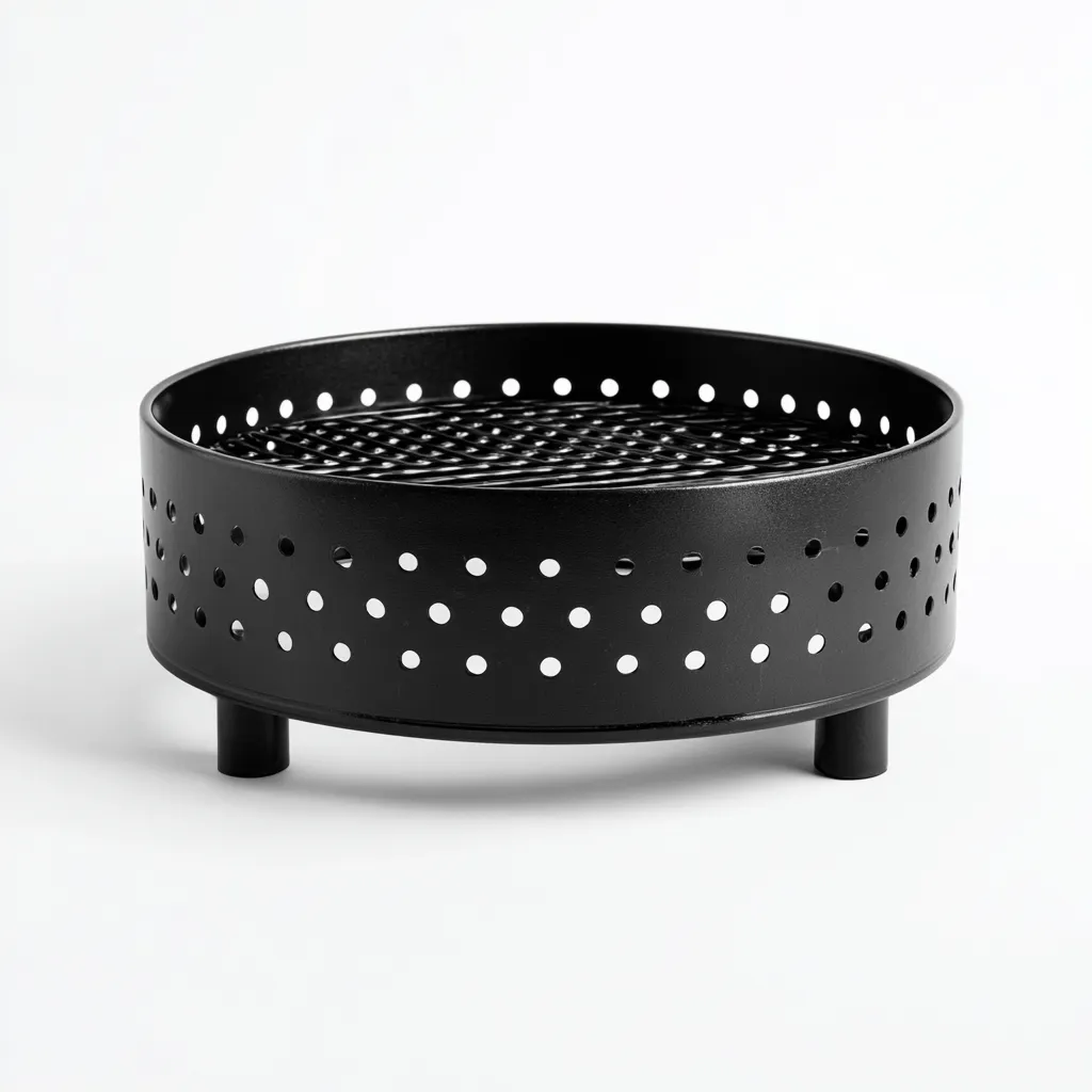 Chauffage extérieur à bois 45x45x30 cm - acier noir - design compact pour terrasse et jardin-Bambooupio