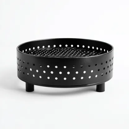 Chauffage extérieur à bois 45x45x30 cm - acier noir - design compact pour terrasse et jardin-Bambooupio