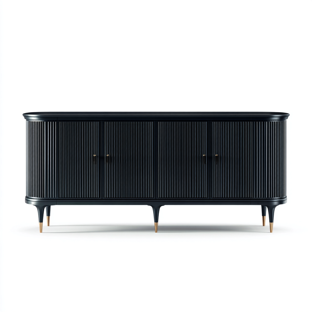 Buffet Bois 180x45x75 cm - Noir - Design moderne-Bambooupio