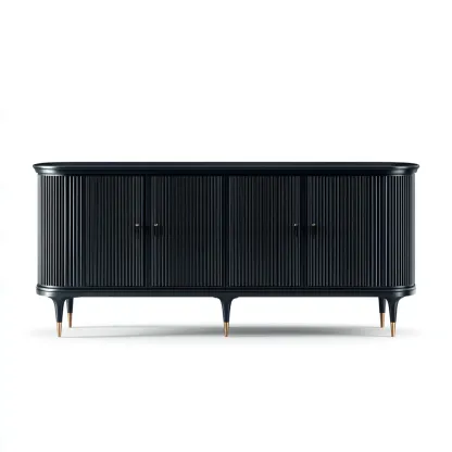 Buffet Bois 180x45x75 cm - Noir - Design moderne-Bambooupio