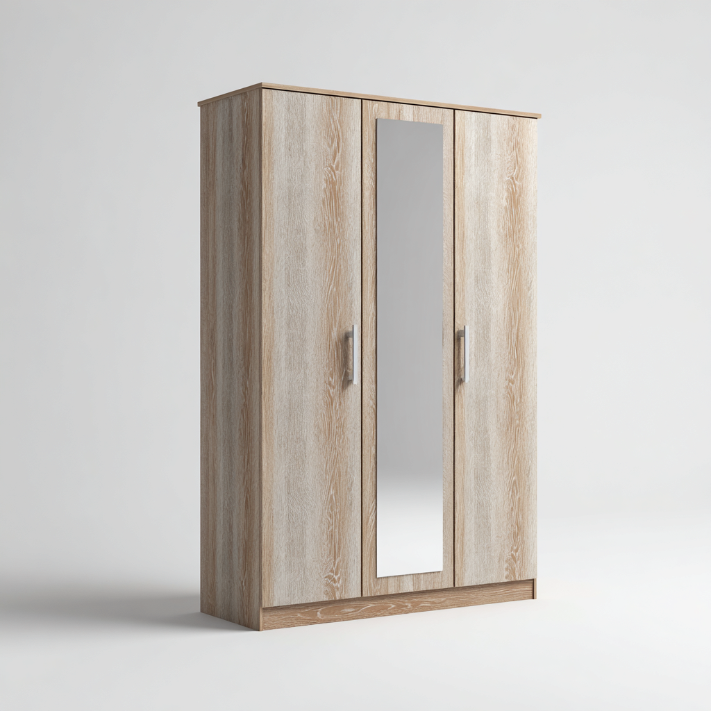 Armoire en bois 120x55x190 cm - bois naturel - adaptée à la chambre - design moderne-Bambooupio