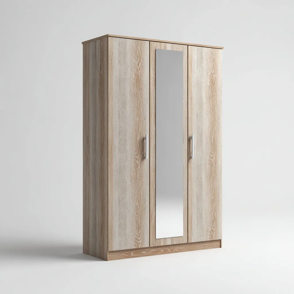 Armoire en bois 120x55x190 cm - bois naturel - adaptée à la chambre - design moderne-Bambooupio