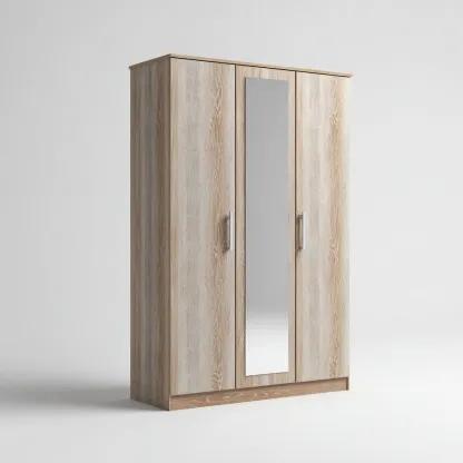 Armoire en bois 120x55x190 cm - bois naturel - adaptée à la chambre - design moderne-Bambooupio