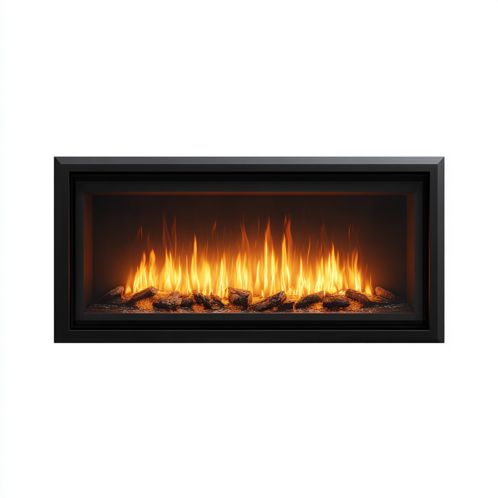 Cheminée électrique métal verre 95x15x45 cm noir adaptée au salon design moderne-Bambooupio