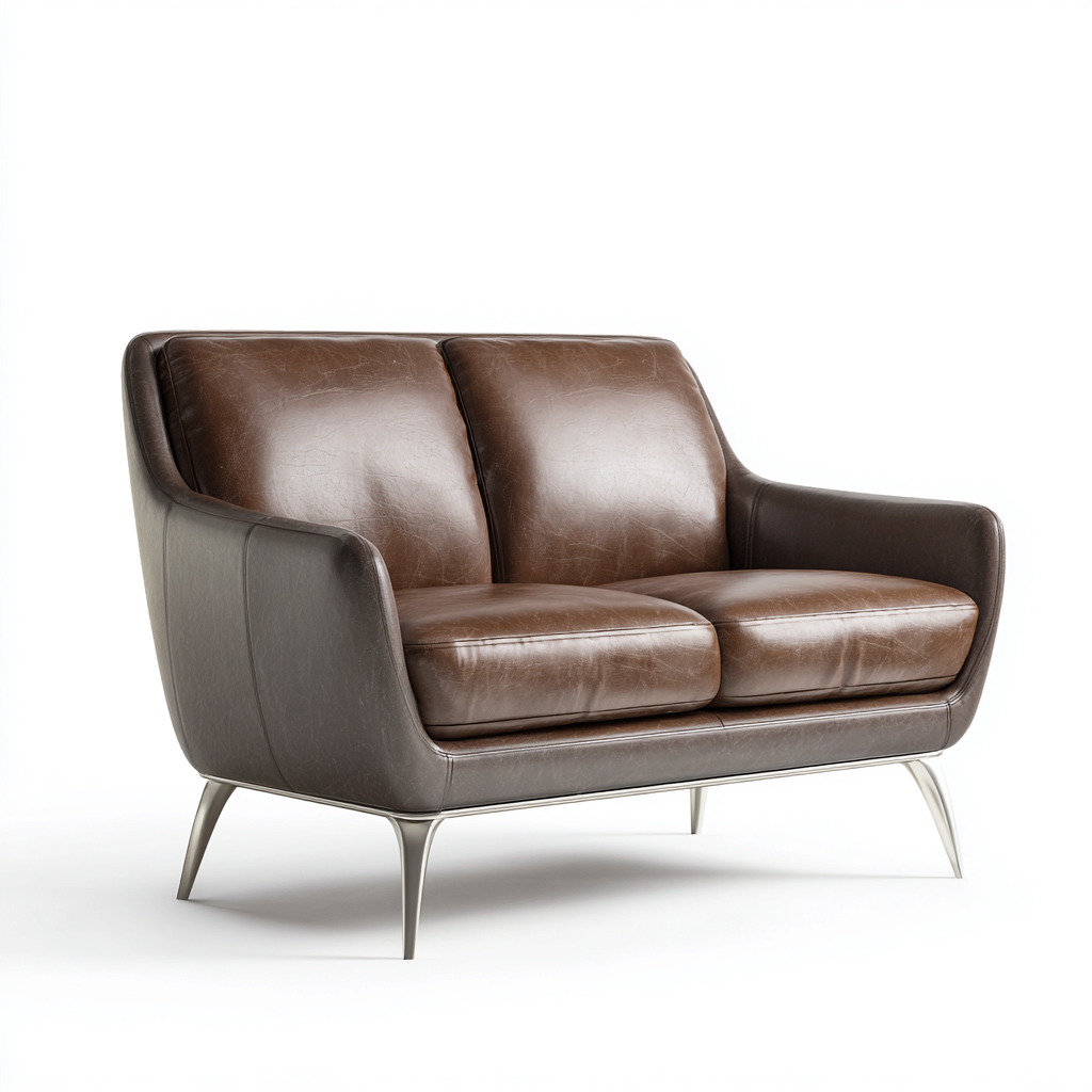 Canapé 2 places cuir 150x85x90 cm marron - style moderne - pour salon-Bambooupio