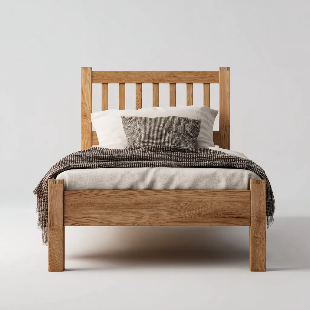 Lit double en bois massif 200x150x110 cm - bois naturel - style classique pour chambre-Bambooupio