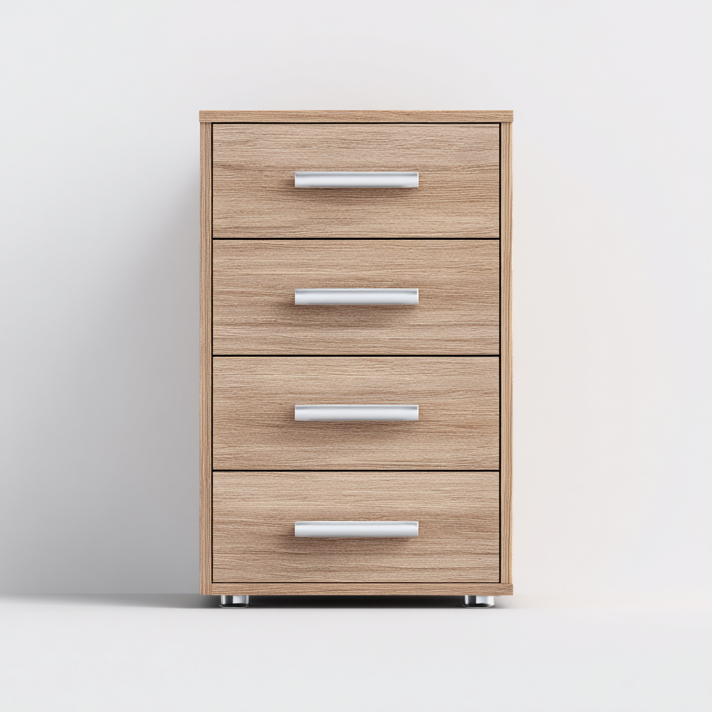 Armoire de bureau 45x40x85 cm - couleur chêne clair - 4 tiroirs - style moderne-Bambooupio