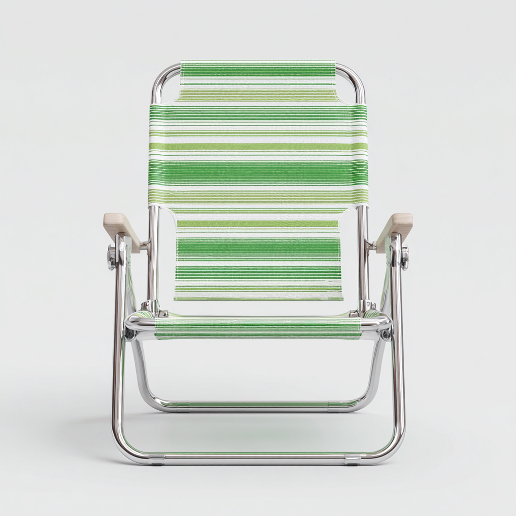 Fauteuil de jardin en métal et tissu 60x55x85 cm vert-blanc pour extérieur - style classique-Bambooupio