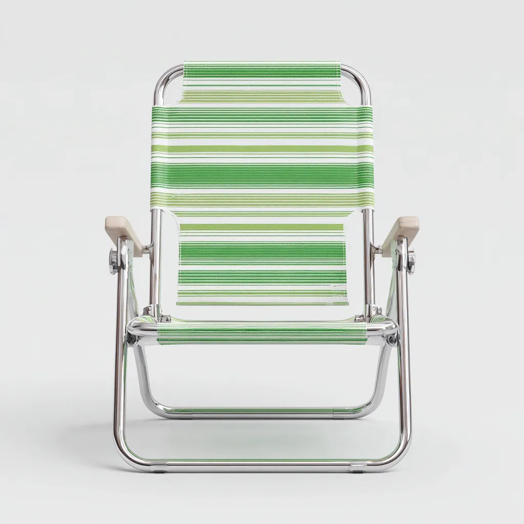 Fauteuil de jardin en métal et tissu 60x55x85 cm vert-blanc pour extérieur - style classique-Bambooupio