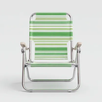 Fauteuil de jardin en métal et tissu 60x55x85 cm vert-blanc pour extérieur - style classique-Bambooupio