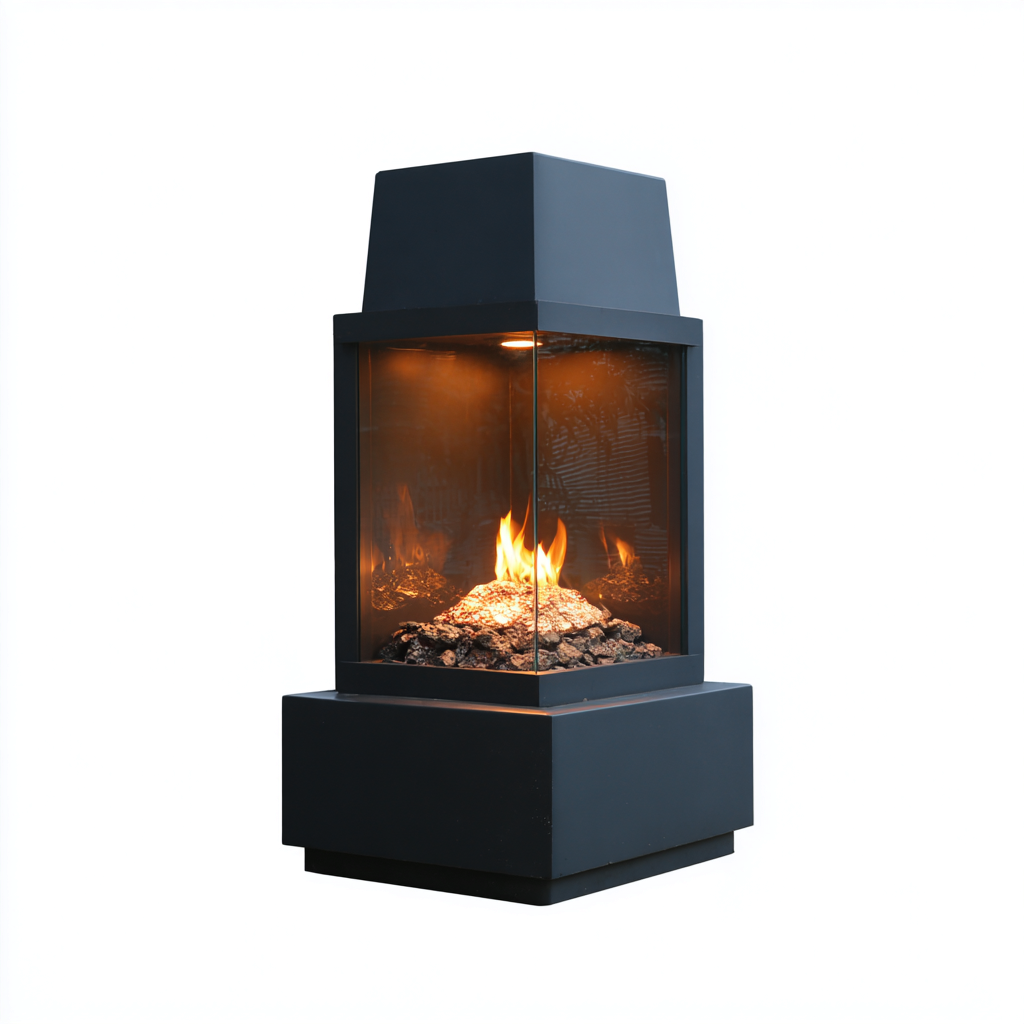 Chauffage extérieur métal-verre 50x50x120 cm - noir - pour jardin - design moderne-Bambooupio