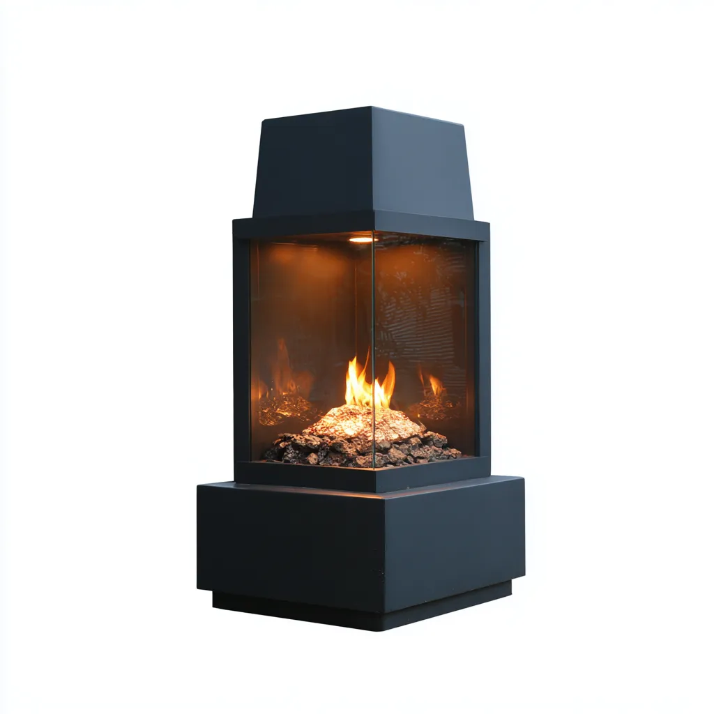 Chauffage extérieur métal-verre 50x50x120 cm - noir - pour jardin - design moderne-Bambooupio