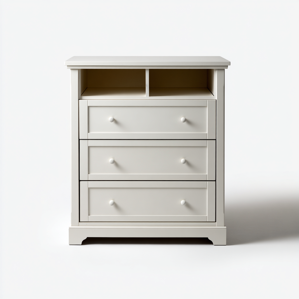 Commode bois 85x42x95 cm blanc - espace de rangement - design moderne-Bambooupio