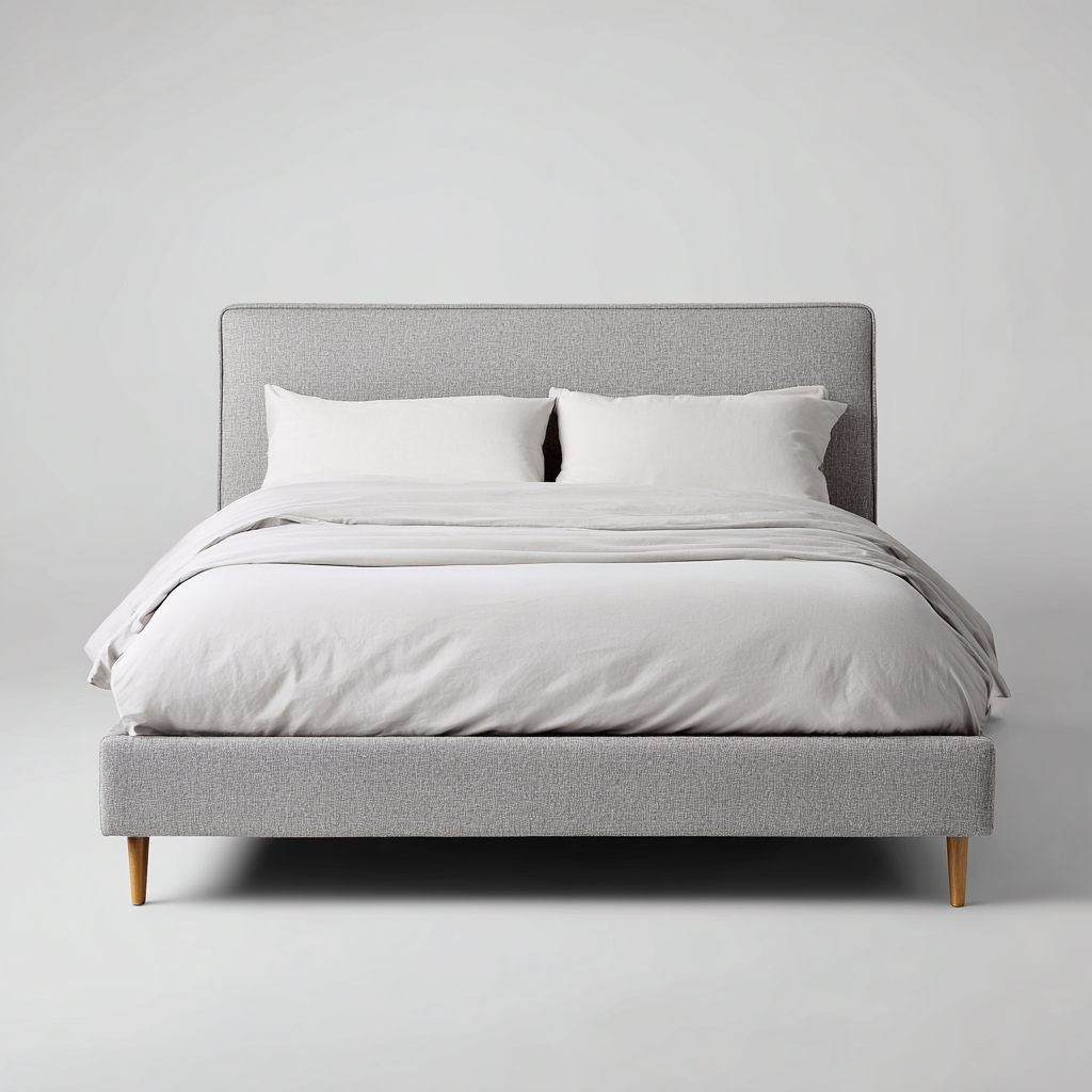 Lit double rembourré 200x160x100 cm - gris - design moderne-Bambooupio