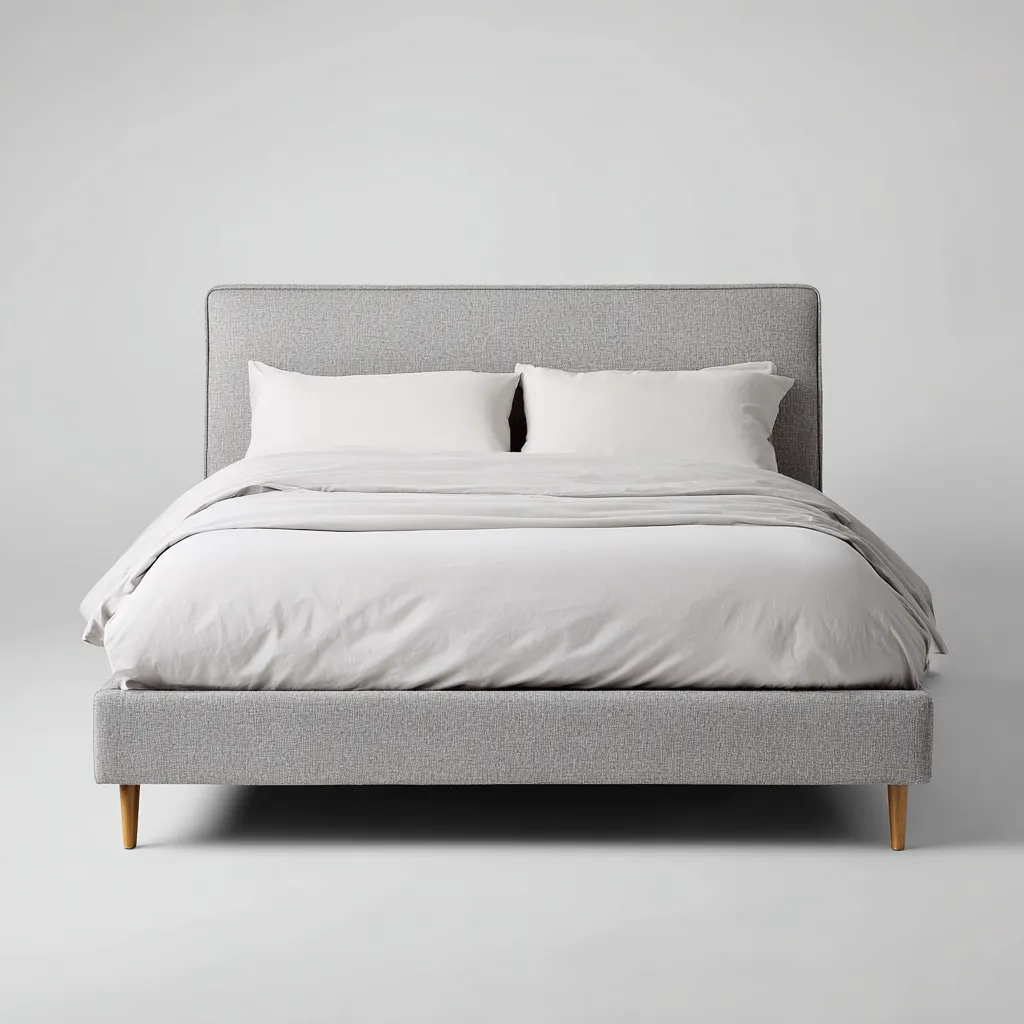 Lit double rembourré 200x160x100 cm - gris - design moderne-Bambooupio