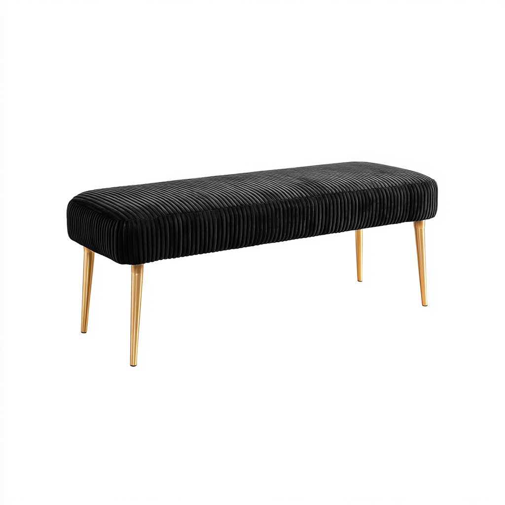 Banc de lit velours 110x40x45 cm - noir - pour chambre - design moderne-Bambooupio