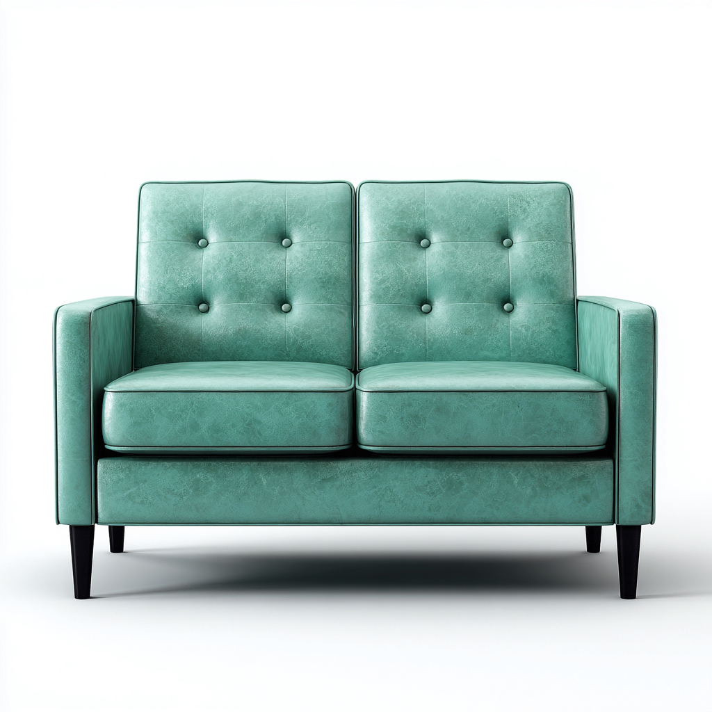 Canapé 2 places cuir 150x80x90 cm vert - style moderne - pour salon-Bambooupio