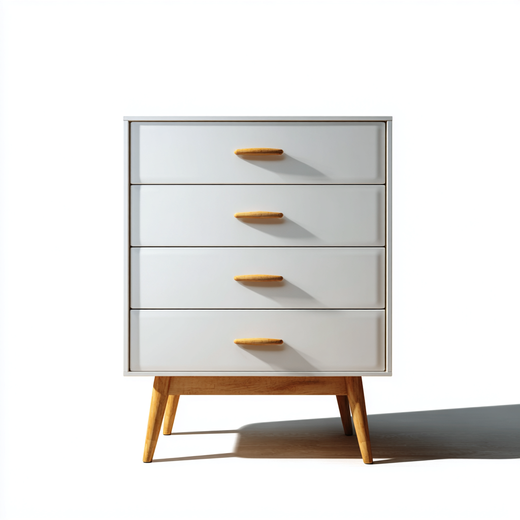 Commode bois 75x40x95 cm blanc - espace de rangement - style scandinave-Bambooupio