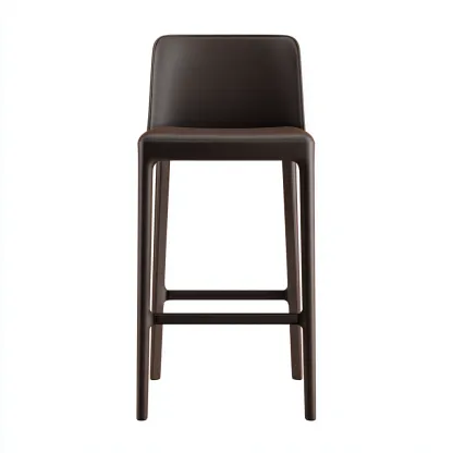 Tabouret de bar Similicuir-Bois 45x45x95 cm - Marron - Design moderne-Bambooupio