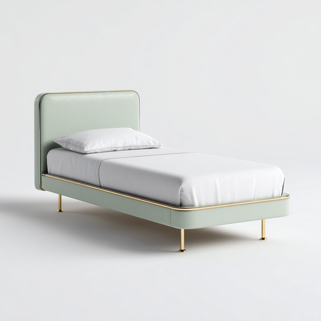 Lit enfant tapissé 190x90x90 cm - vert clair-or - design moderne pour chambre d'enfant-Bambooupio