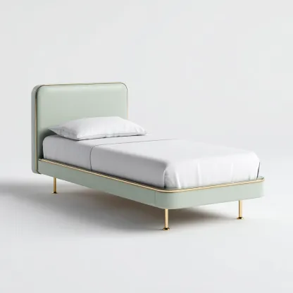 Lit enfant tapissé 190x90x90 cm - vert clair-or - design moderne pour chambre d'enfant-Bambooupio