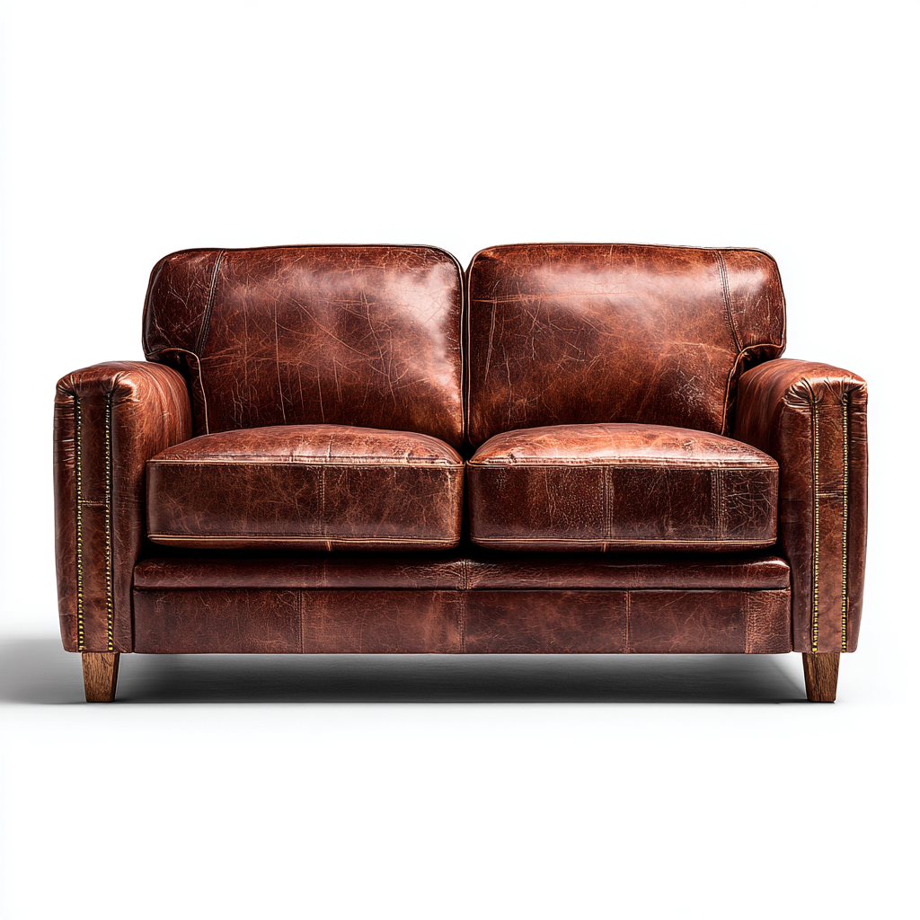 Canapé 2 places cuir véritable 160x90x85 cm marron - assise confortable - style classique-Bambooupio