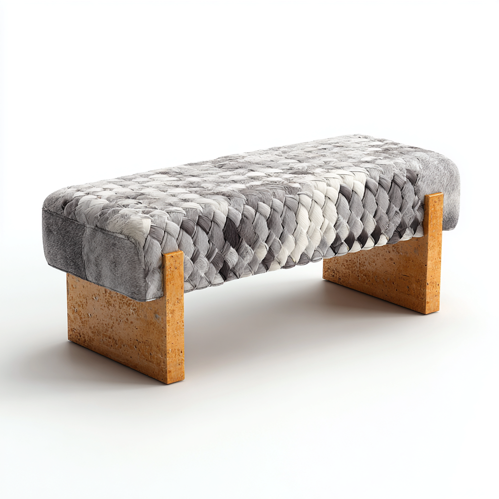 Banc de lit 115x40x48 cm gris marron clair contemporain - assise décorative-Bambooupio