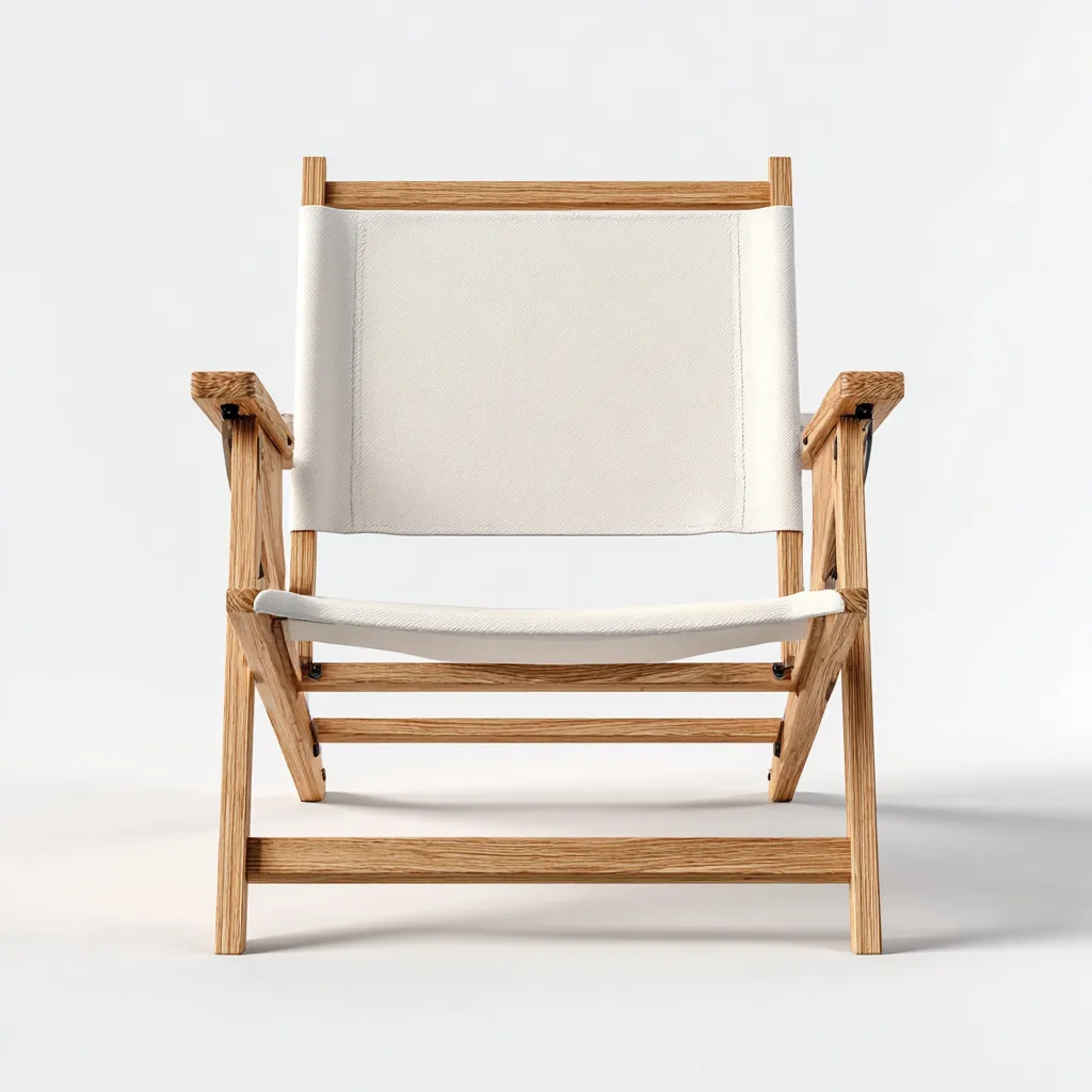 Fauteuil de jardin en bois et toile 60x75x85 cm - blanc-naturel - style minimaliste-Bambooupio